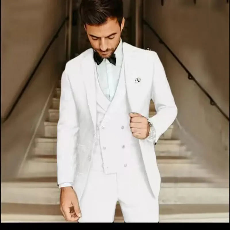 Costume Homme Slim 3 Pièces - Blazer Gilet Pantalon Soirée