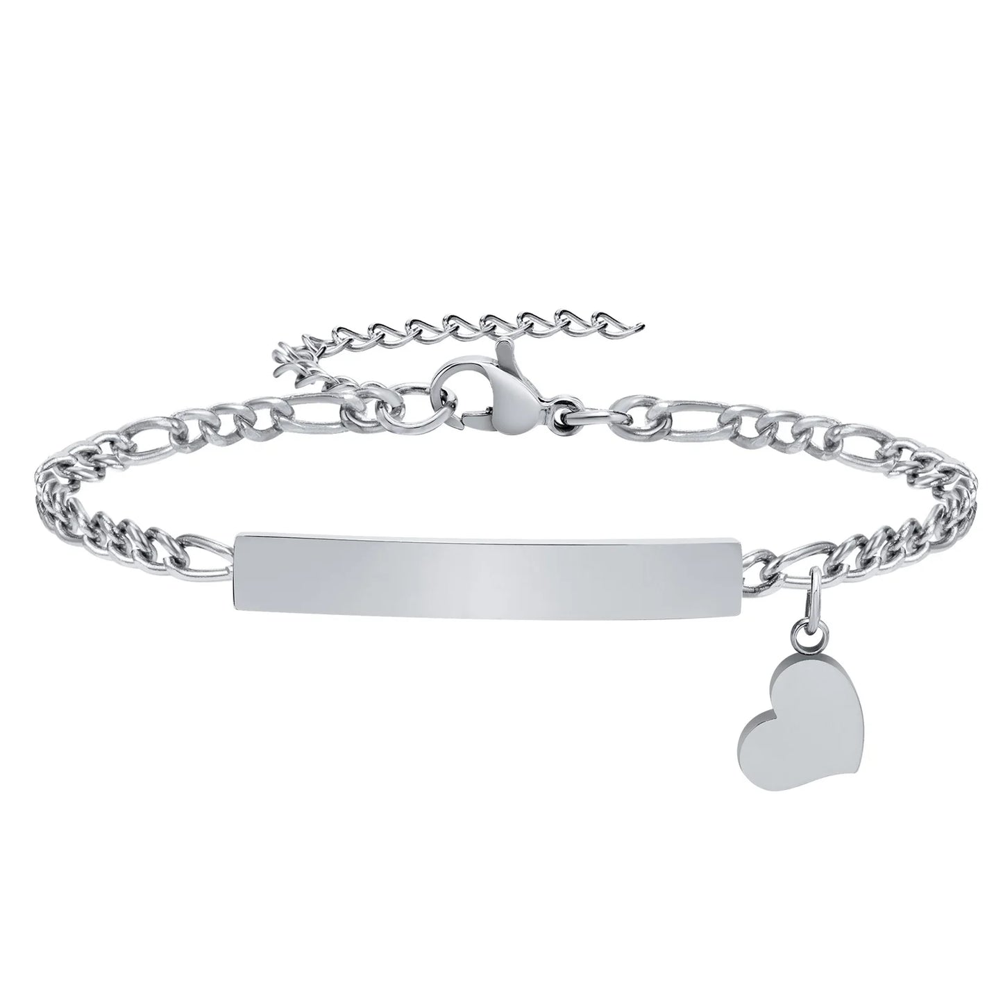 Bracelet Femme Personnalisé - Barre Prénom Gravé Cœur