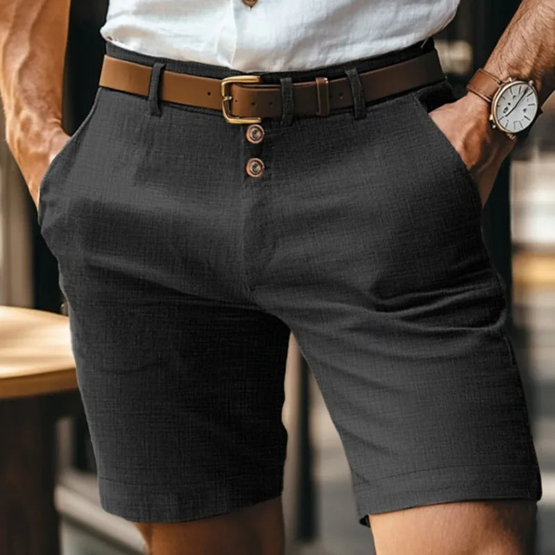 Chemise Lin Homme Été - Casual Boutons Couleur Unie