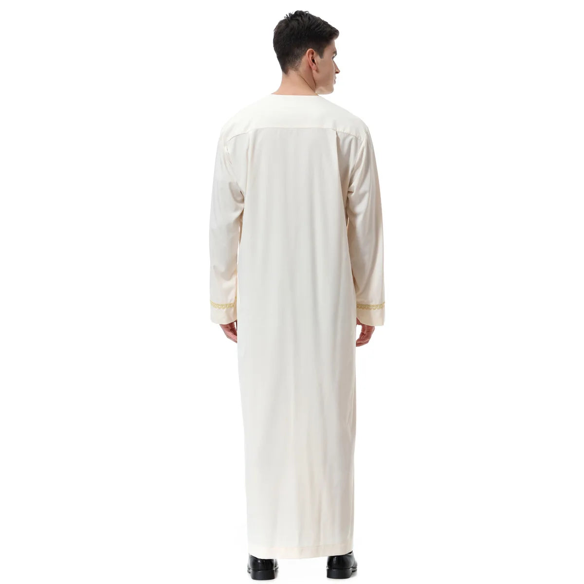 New Fashion Middle East Arab Men Long Sleeve O-neck Zipper Robe Male O-neck Ethnic India Long Shirt Casual Dress Robe