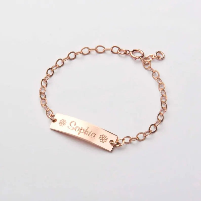 Bracelet Bébé Personnalisé - Prénom Acier Inoxydable Or