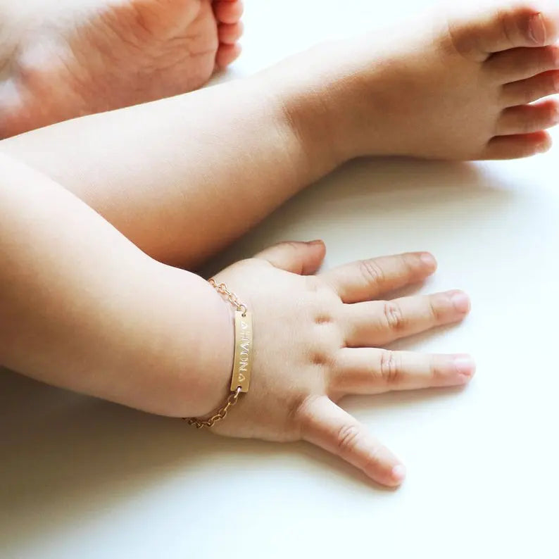 Bracelet Bébé Personnalisé - Prénom Acier Inoxydable Or