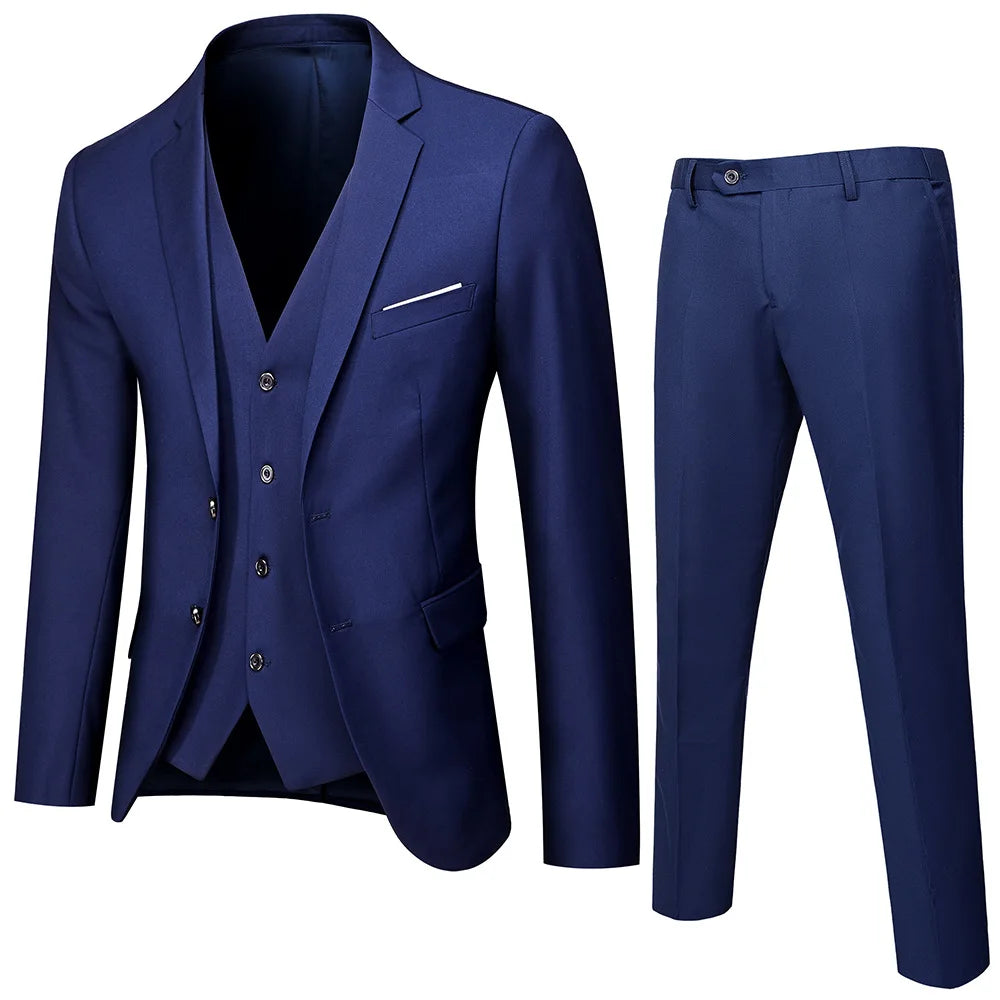 Costume Homme 3 Pièces Business - Blazer Gilet Pantalon