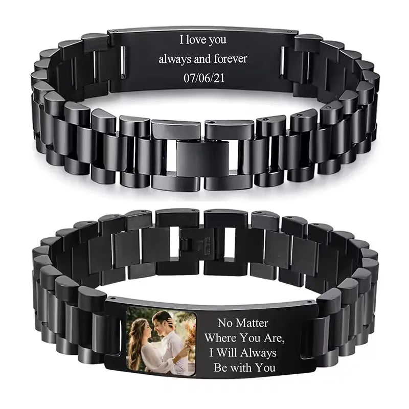 Bracelet ID Personnalisé - Acier Inoxydable Gravé
