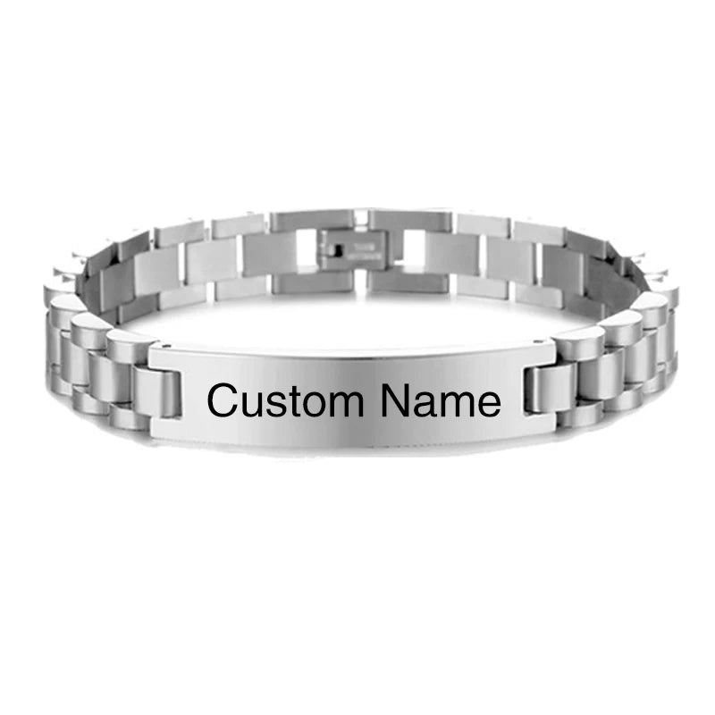 Bracelet ID Personnalisé - Acier Inoxydable Gravé