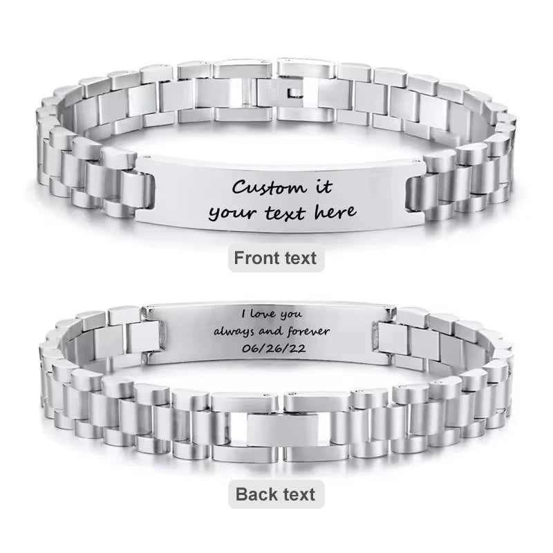Bracelet ID Personnalisé - Acier Inoxydable Gravé