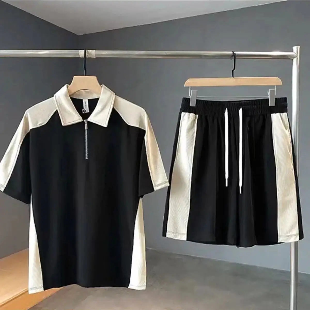 Ensemble Sportswear Homme - Polo Col & Short Élastique Korean
