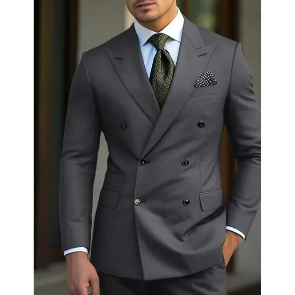Costume Homme 2 Pièces Col Pointu - Été Plage Slim