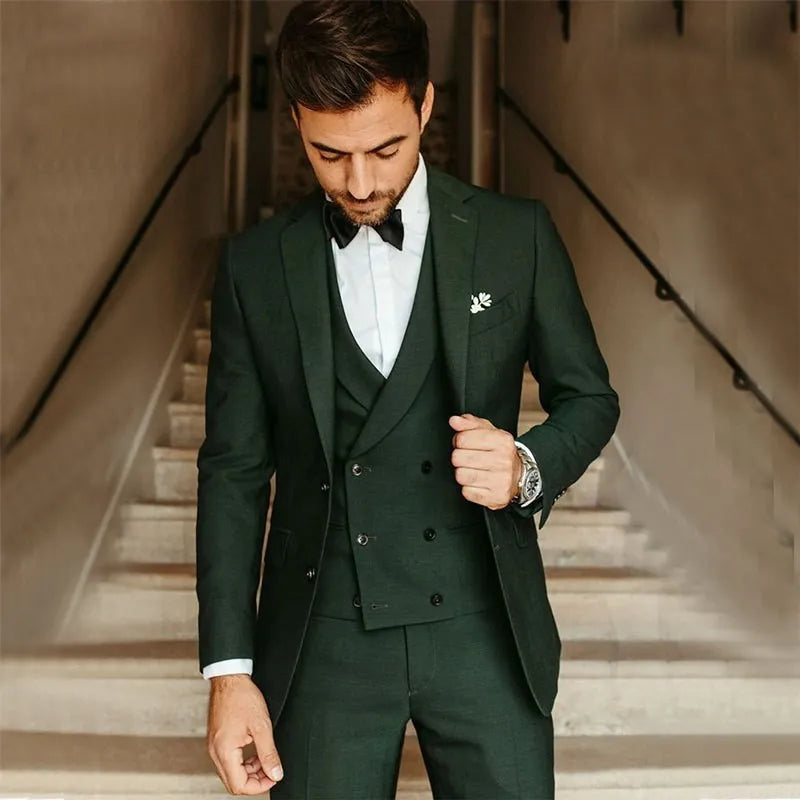Costume Homme 3 Pièces Slim - Blazer Gilet Pantalon Soirée