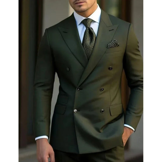 Costume Homme 2 Pièces Col Pointu - Été Plage Slim