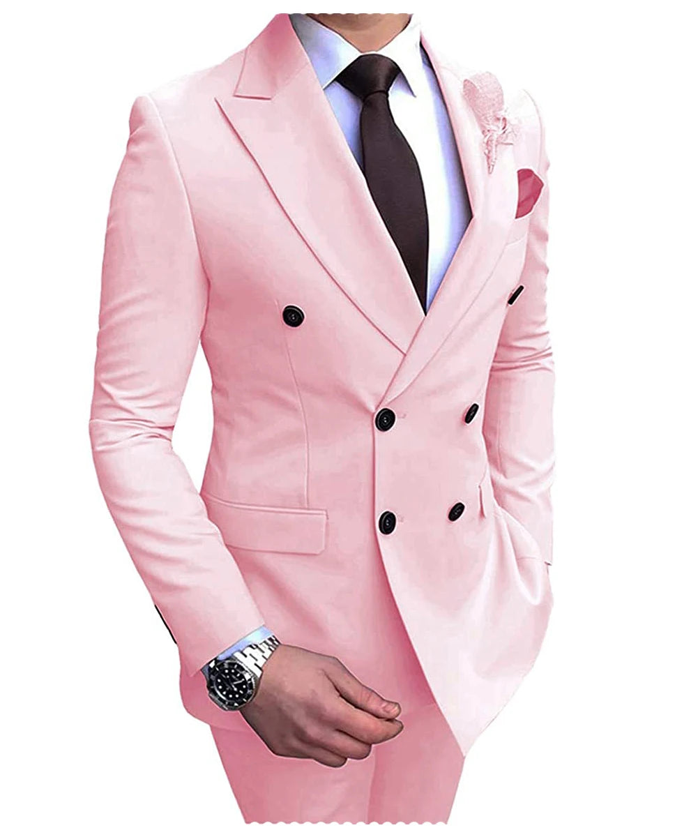 Costume Homme Beige 2 Pièces Double Boutonnage - Smoking