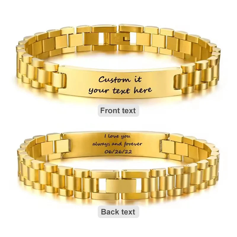 Bracelet ID Personnalisé - Acier Inoxydable Gravé