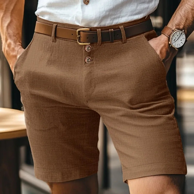 Chemise Lin Homme Été - Casual Boutons Couleur Unie