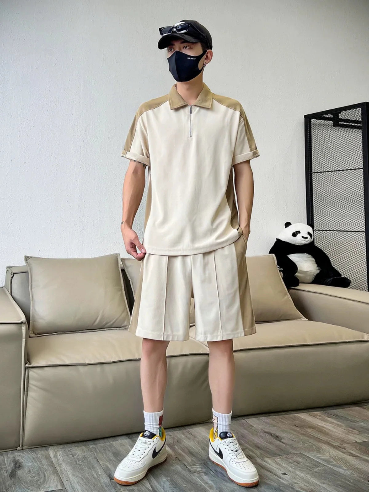 Ensemble Streetwear Homme - Polo Demi-Zip & Short Waffle