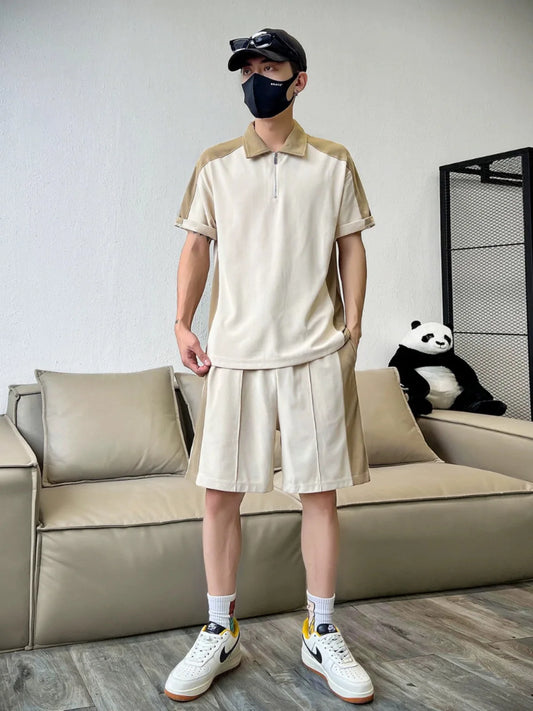 Ensemble Streetwear Homme - Polo Demi-Zip & Short Waffle