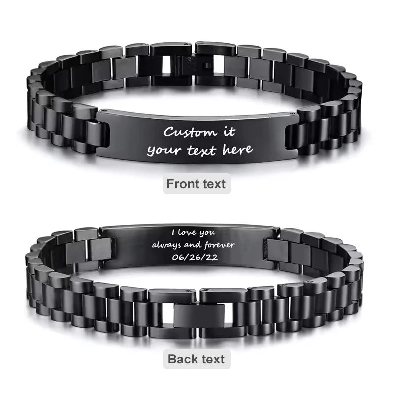 Bracelet ID Personnalisé - Acier Inoxydable Gravé