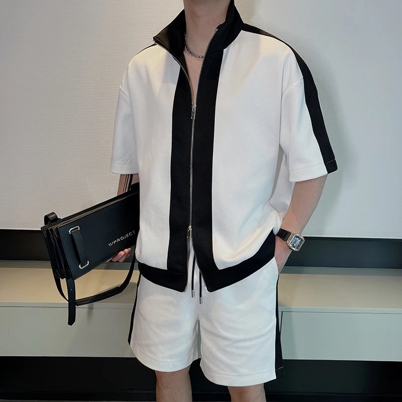 Ensemble 2 Pièces Homme - Polo Contrasté & Short Korean Fit