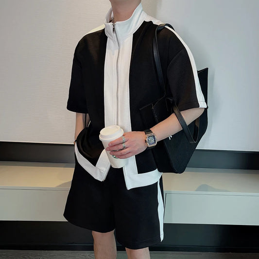 Ensemble 2 Pièces Homme - Polo Contrasté & Short Korean Fit