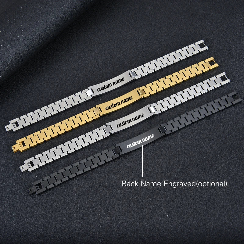 Bracelet ID Personnalisé - Acier Inoxydable Gravé