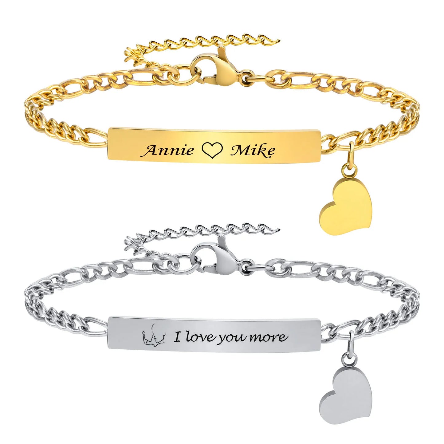 Bracelet Femme Personnalisé - Barre Prénom Gravé Cœur