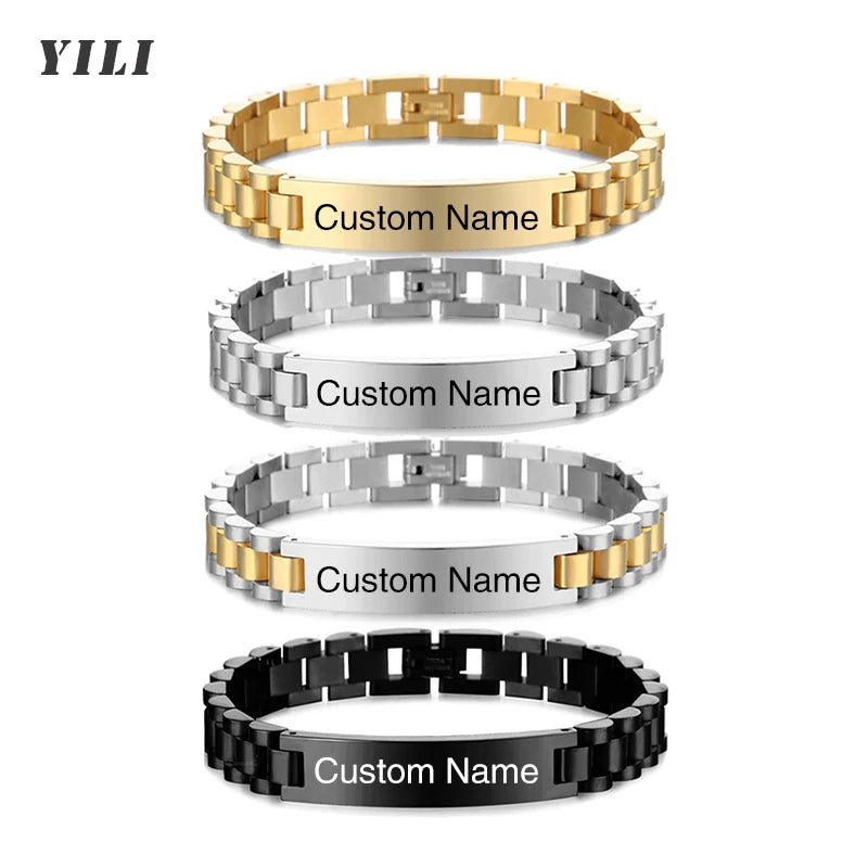 Bracelet ID Personnalisé - Acier Inoxydable Gravé