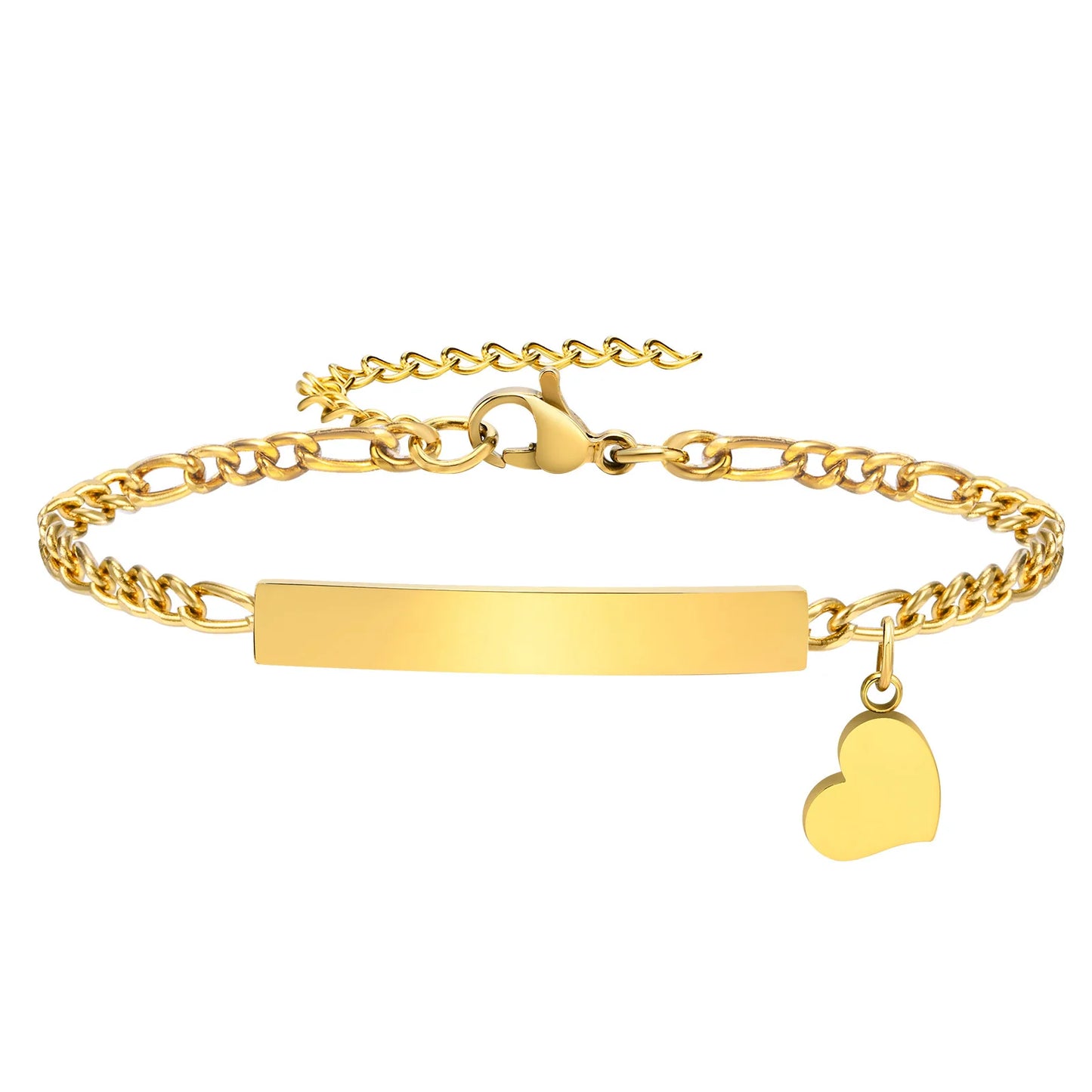 Bracelet Femme Personnalisé - Barre Prénom Gravé Cœur