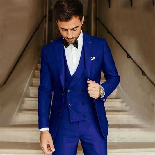 Costume Homme 3 Pièces Slim - Blazer Gilet Pantalon Soirée