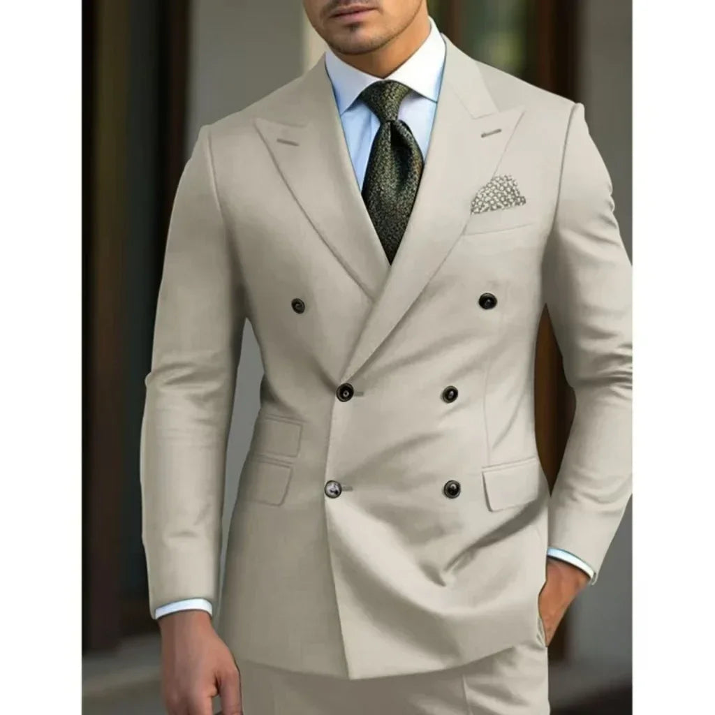 Costume Homme 2 Pièces Col Pointu - Été Plage Slim