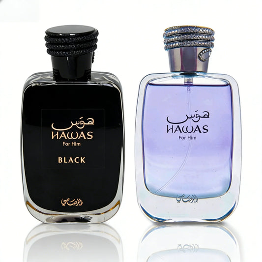 HAWAS BLACK and  awas FEau De Parfum Spray 100ML Long Lasting Arabian Perfume Premium Daily Elegance Ideal for Special Occasions
