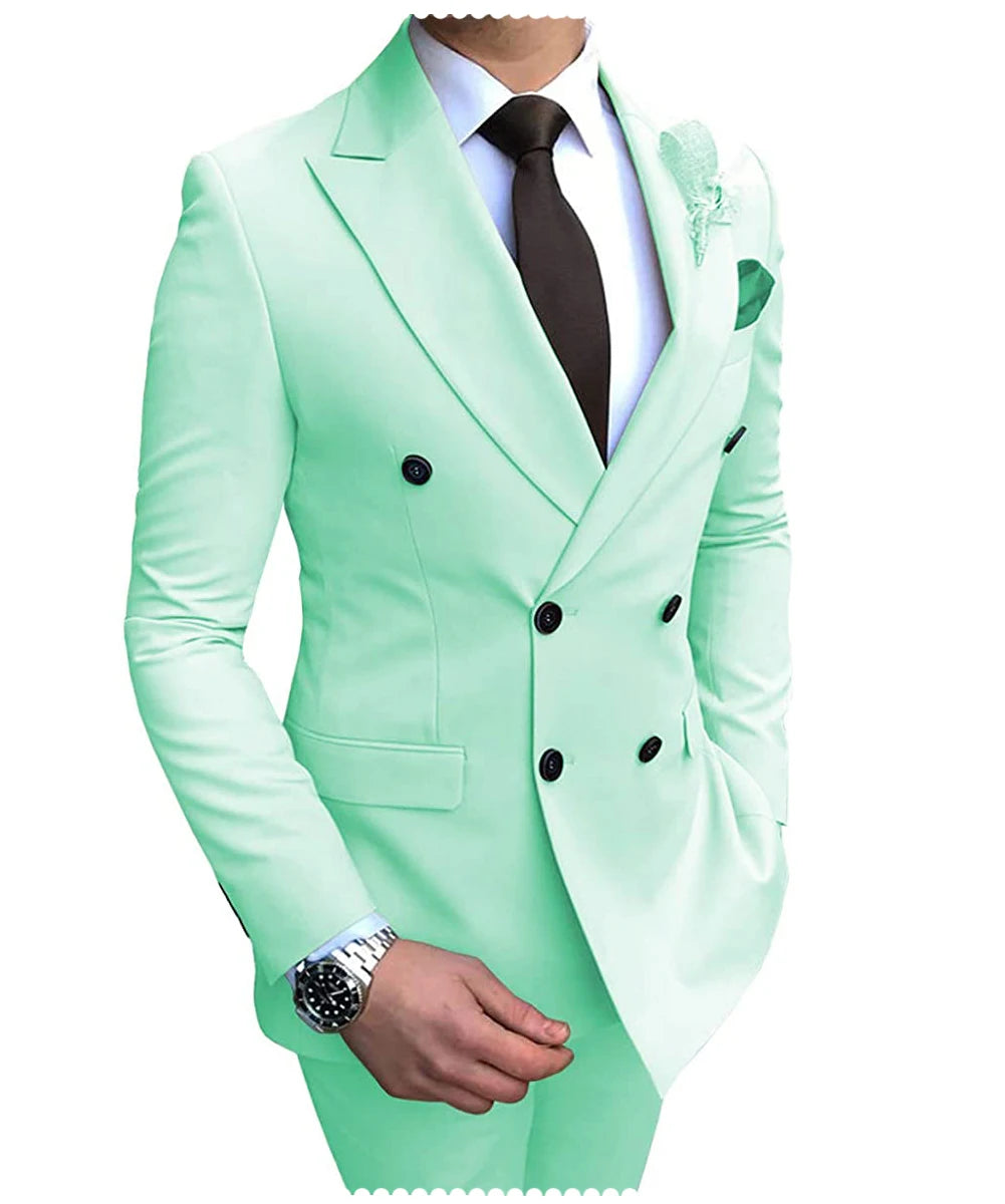 Costume Homme Beige 2 Pièces Double Boutonnage Slim