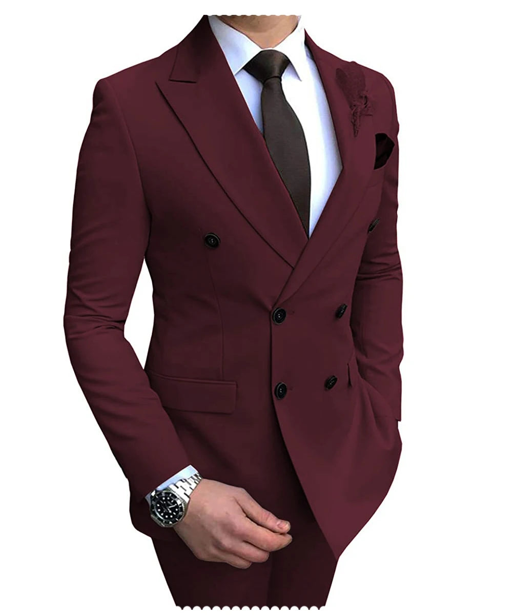 Costume Homme Beige 2 Pièces Double Boutonnage - Smoking