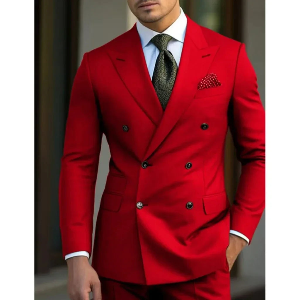 Costume Homme 2 Pièces Col Pointu - Mariage Été Plage