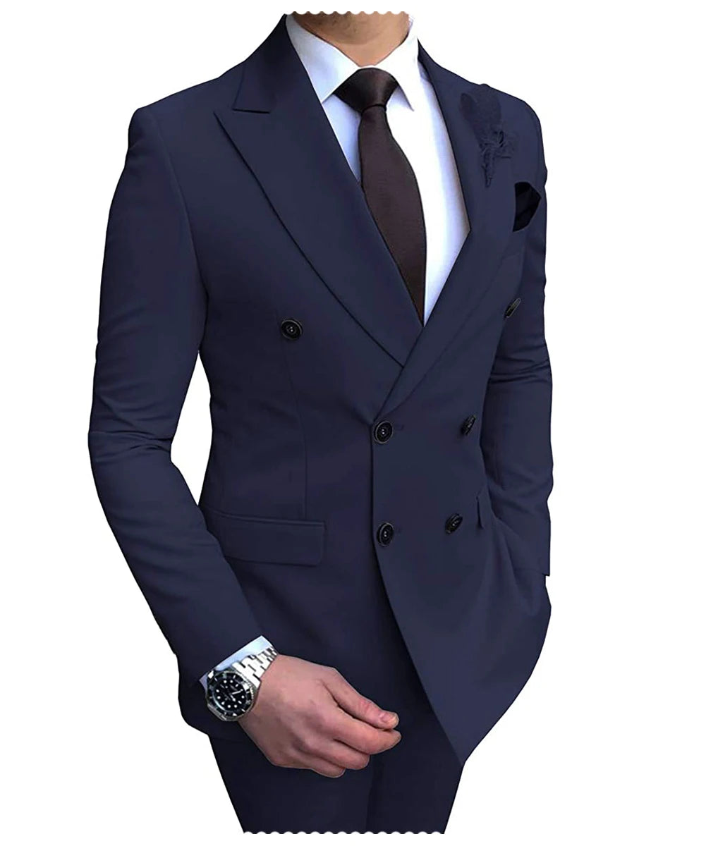 Costume Homme Beige 2 Pièces - Smoking Croisé Mariage