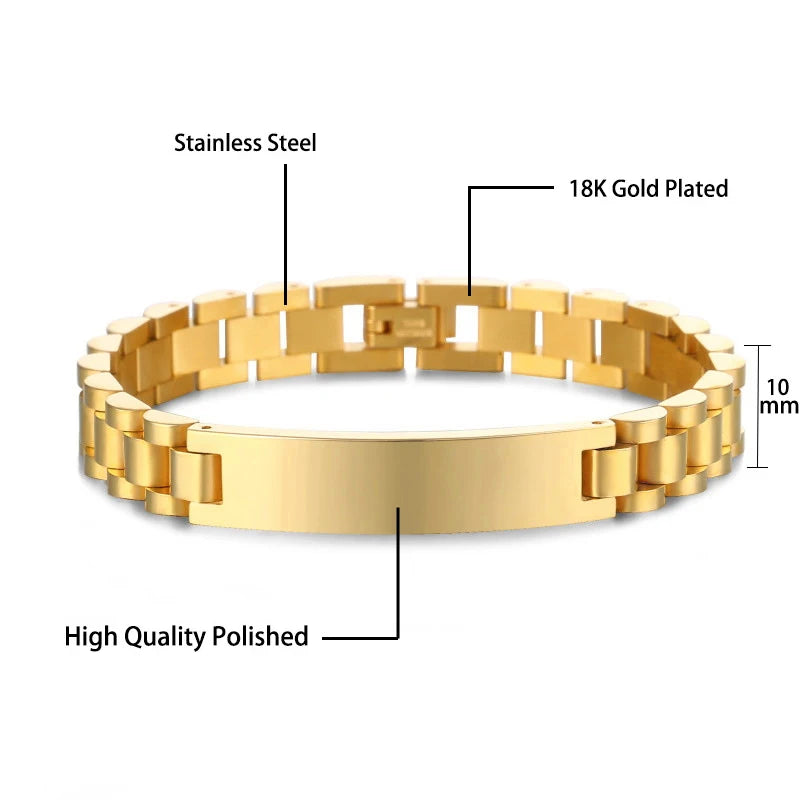 Bracelet ID Personnalisé - Acier Inoxydable Gravé
