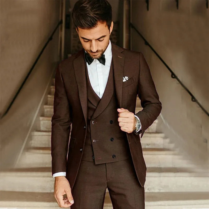 Costume Homme Slim 3 Pièces - Blazer Gilet Pantalon Soirée