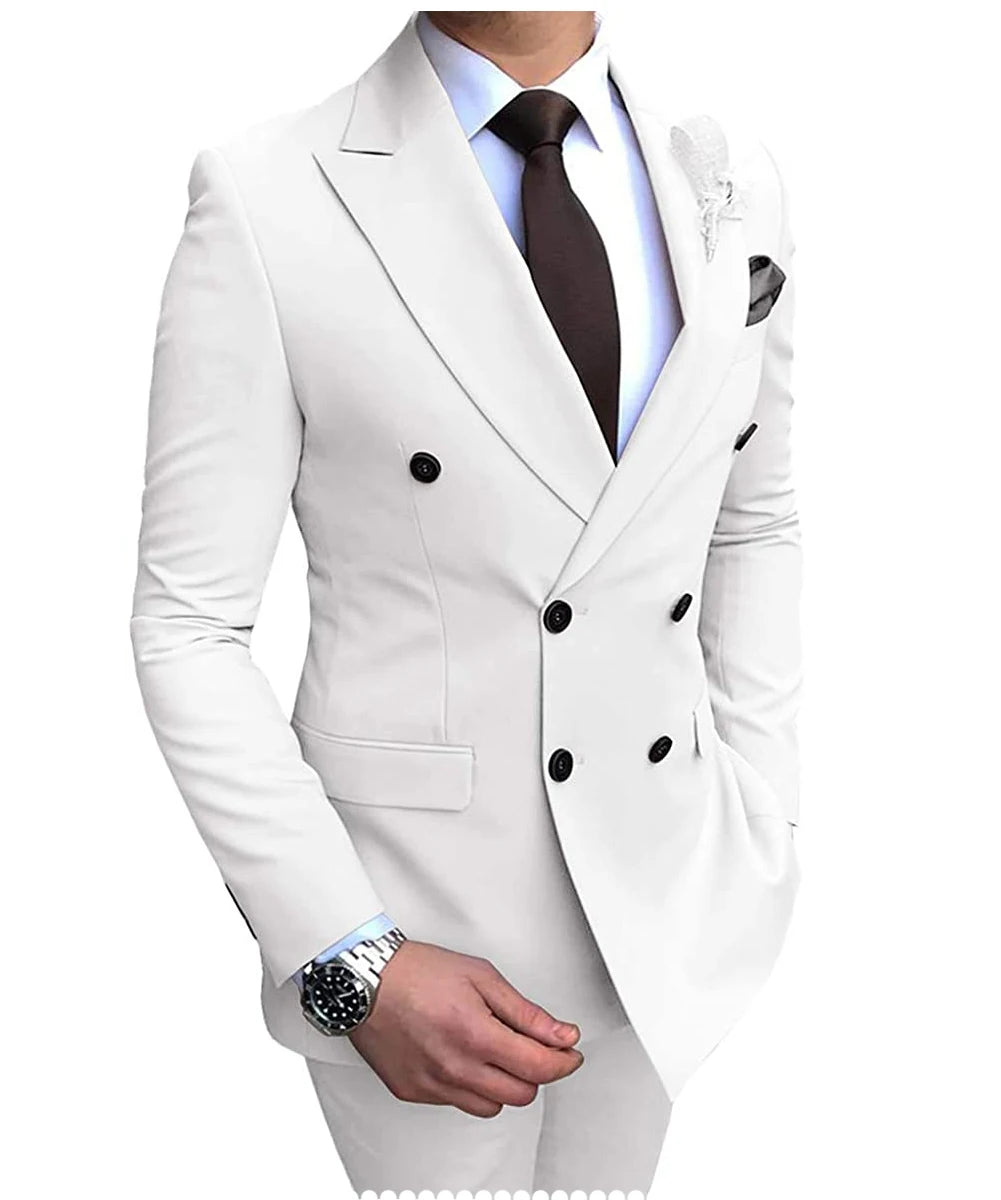 Costume Homme Beige 2 Pièces - Smoking Croisé Mariage