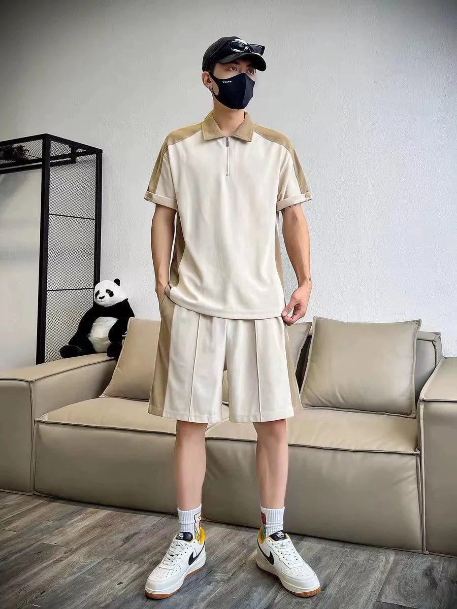 Ensemble Streetwear Homme - Polo Demi-Zip & Short Waffle