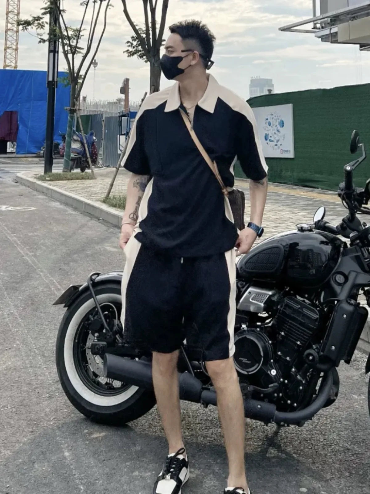 Ensemble Streetwear Homme - Polo Demi-Zip & Short Waffle
