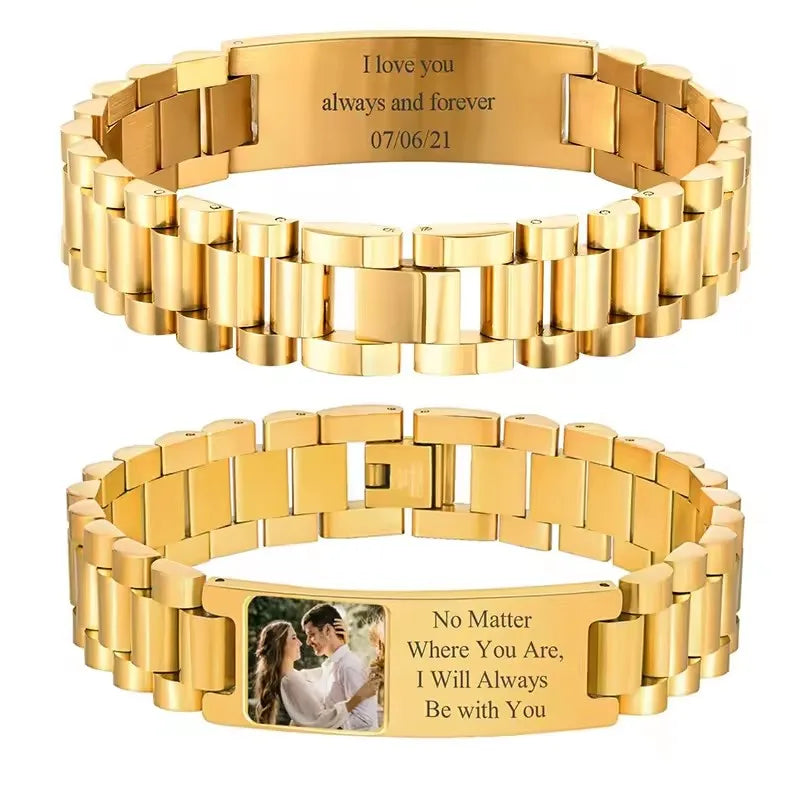 Bracelet ID Personnalisé - Acier Inoxydable Gravé
