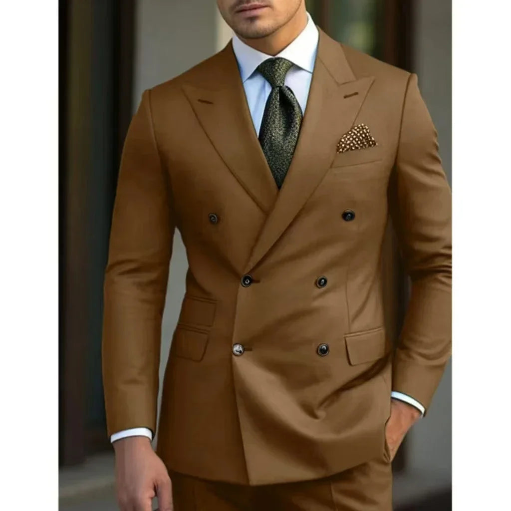 Costume Homme 2 Pièces Col Pointu - Été Plage Slim