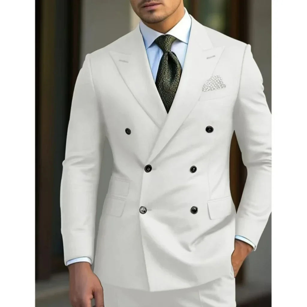 Costume Homme 2 Pièces Col Pointu - Été Plage Slim