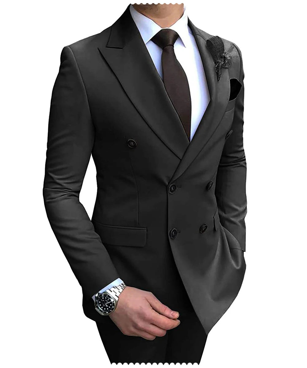 Costume Homme Beige 2 Pièces Double Boutonnage Slim