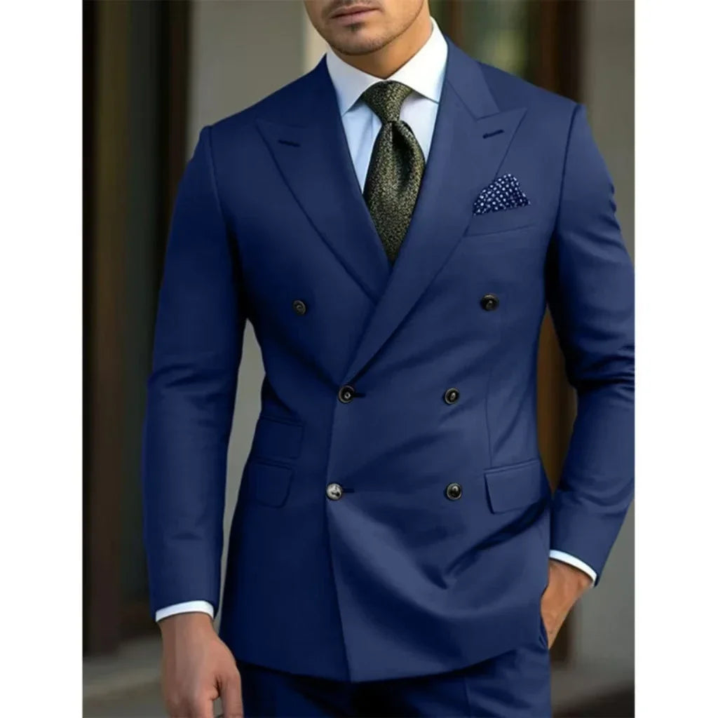 Costume Homme 2 Pièces Col Pointu - Été Plage Slim