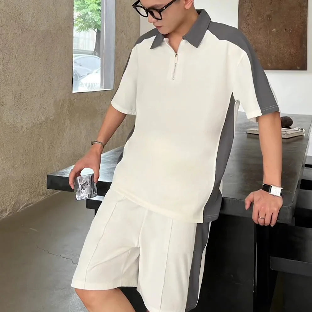 Ensemble Sportswear Homme - Polo Col & Short Élastique Korean