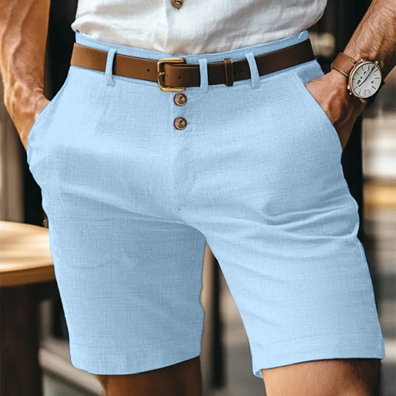 Chemise Lin Homme Été - Casual Boutons Couleur Unie