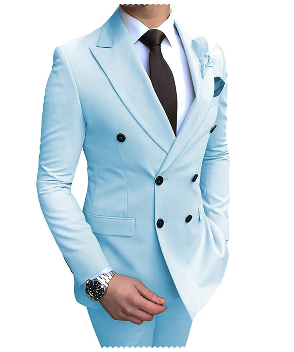 Costume Homme Beige 2 Pièces - Smoking Croisé Mariage