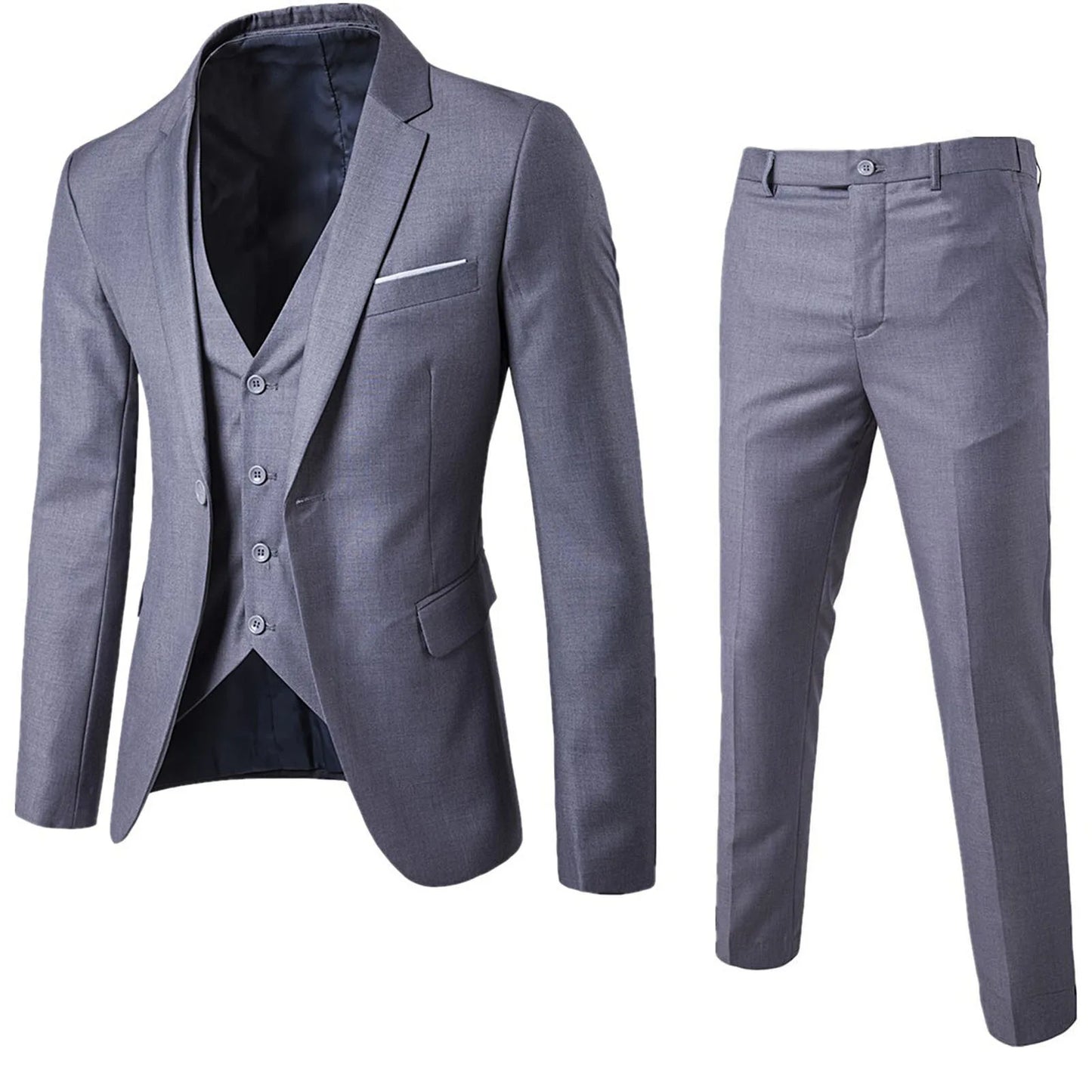 Costume Homme 3 Pièces - Blazer Gilet Pantalon Mariage
