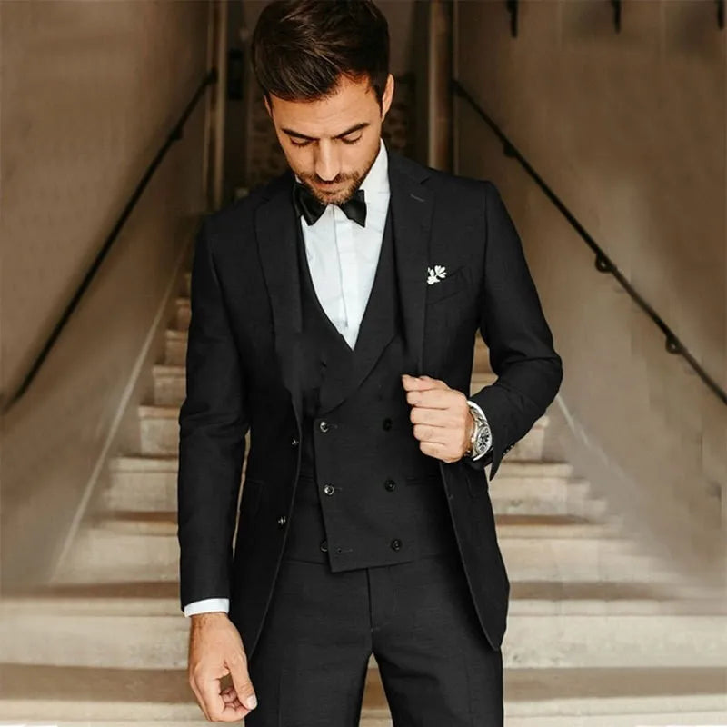 Costume Homme 3 Pièces Slim - Blazer Gilet Pantalon Soirée