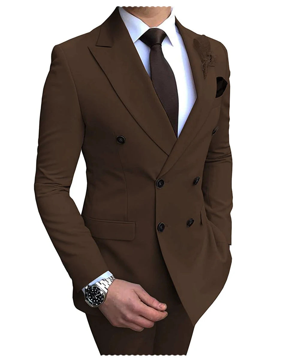 Costume Homme Beige 2 Pièces - Smoking Croisé Mariage