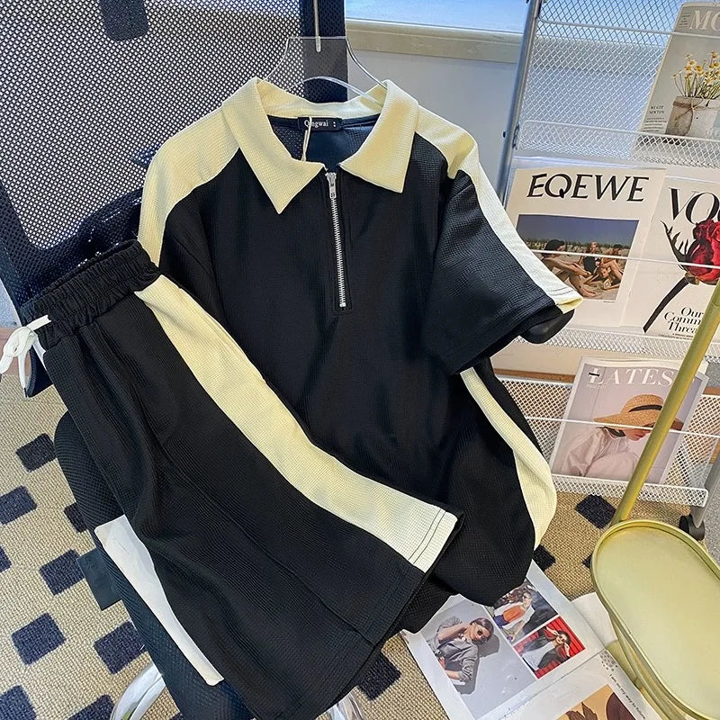 Ensemble Streetwear Homme - Polo Demi-Zip & Short Waffle